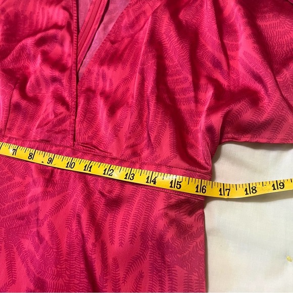 Fe Noel X Target Palm Leaf Contrast Flutter Sleeve Satin Maxi Dress 10 - Picture 4 of 8